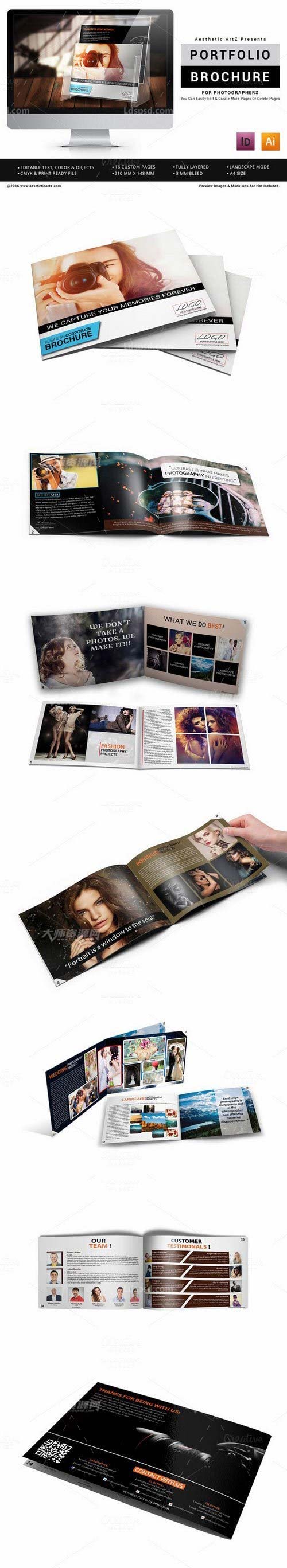 Photographer Portfolio Brochure,indesign模板－摄影手册(16页/通用型)